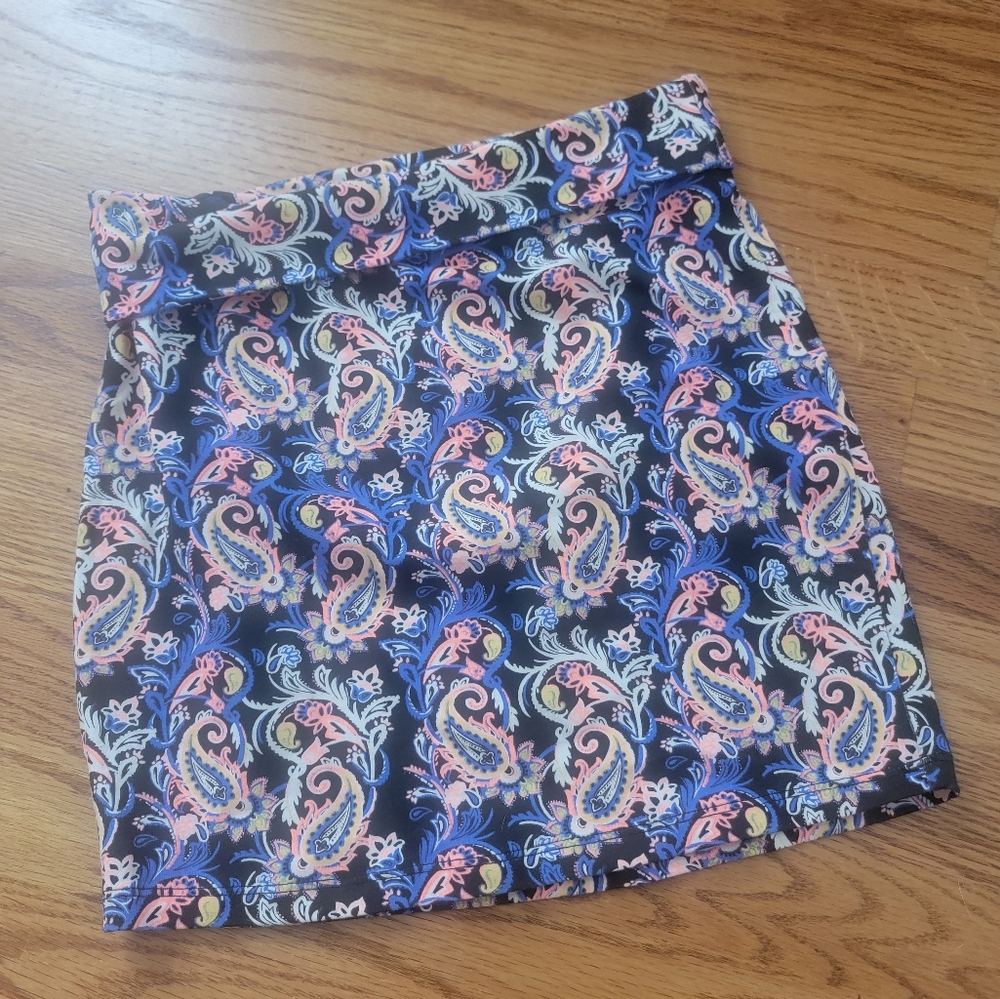 Black Paisley Mini Skirt
